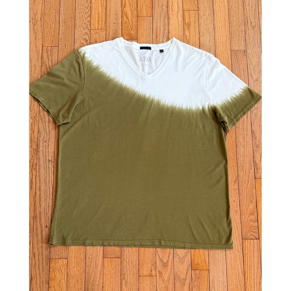 ATM Anthony Thomas Melillo Dip Dye Ombre T-Shirt XL Olive Green Womens